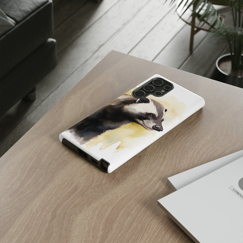 Badger on a Yellow Background - Impact Resistant Phone Case